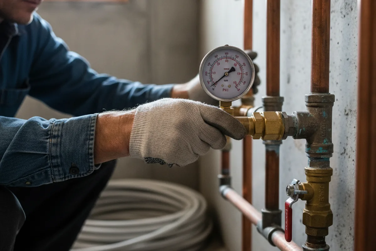 Pressure testing a repaired line during Water Line Repair in Sultan